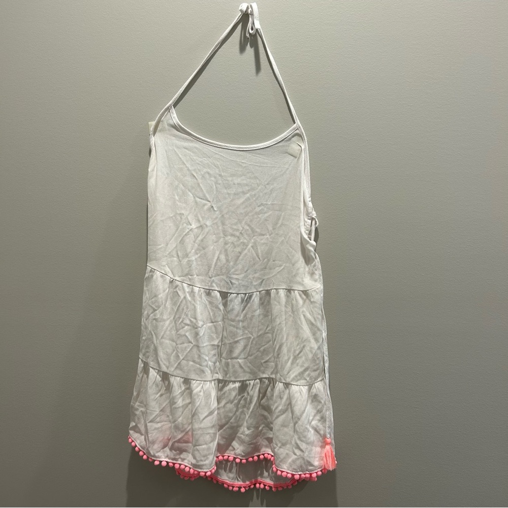 Miken Swim Coverup size Large White with Pink accents